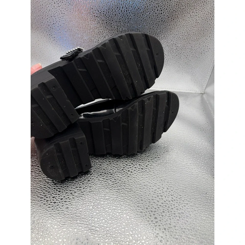 Jellypop Kids Black Patent Mary Jane Chunky Platform Rhinestone Buckle Shoes